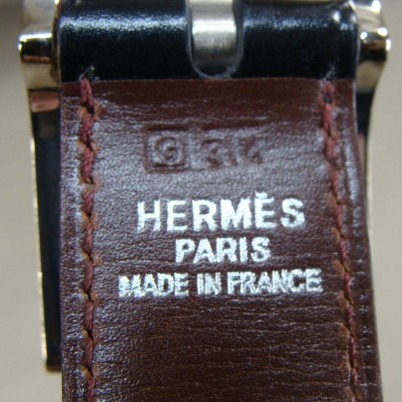 AUTH HERMES INDIANA THIN H LEATHER BELT & BUCKLE - Picture 4 of 10